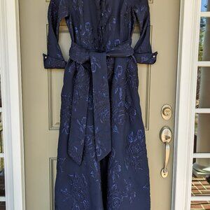 Rickie Freeman for Teri Jon size 6 Navy belted jacquard shirtdress gown